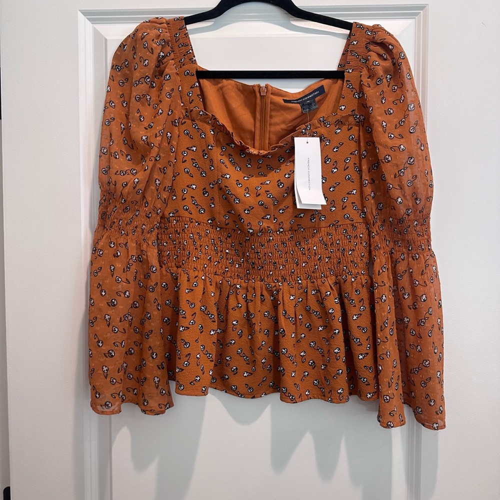 French Connection Floral Smocked Blouse - Orange